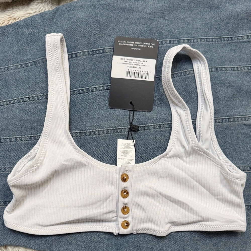 PrettyLittleThing White Button-Front Bikini